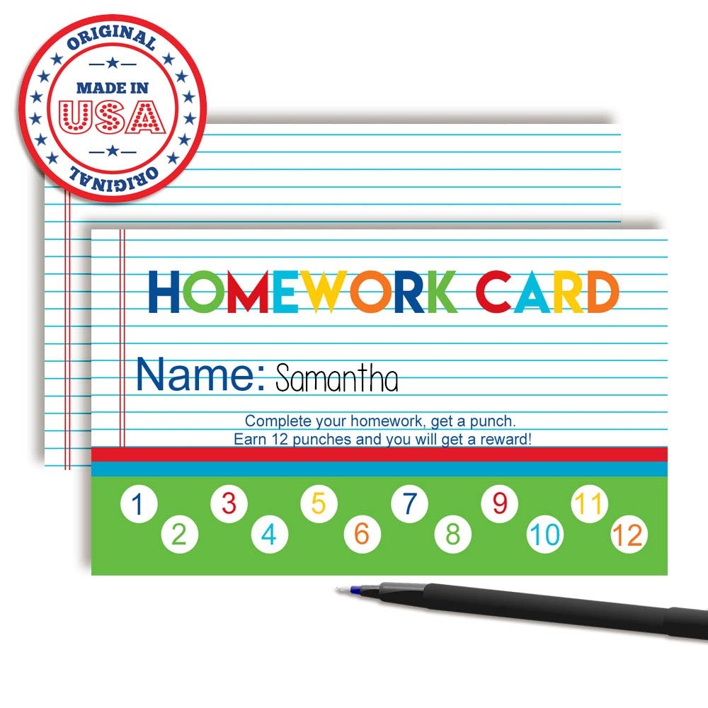 Amazon Homework Themed Reward Or Prize Punch Cards For Parents Kids 1 Set Of 10 3 5 X 2 Double Sided Cards By AmandaCreation Office Products
