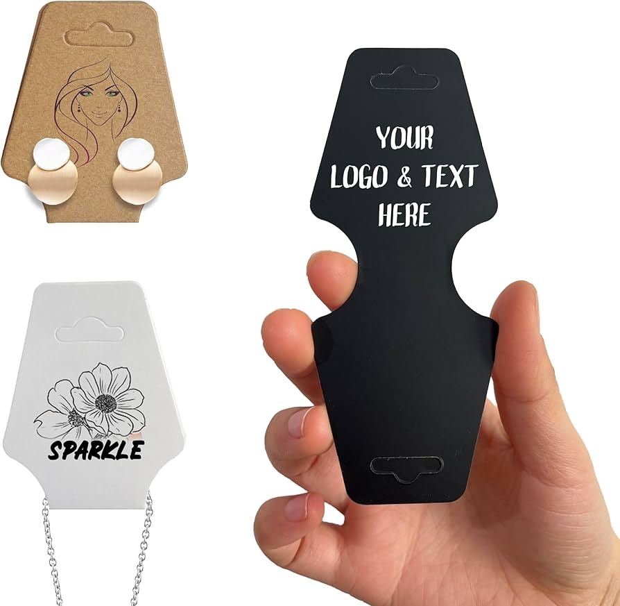 Amazon Illuzoon Custom Fold Over Necklace Jewelry Tags Personalized Jewelry Display Card Kraft Paper Packaging Tags Product Hanging Cards For Earring Bracelets Scrunchies Headbands Arts Crafts Sewing