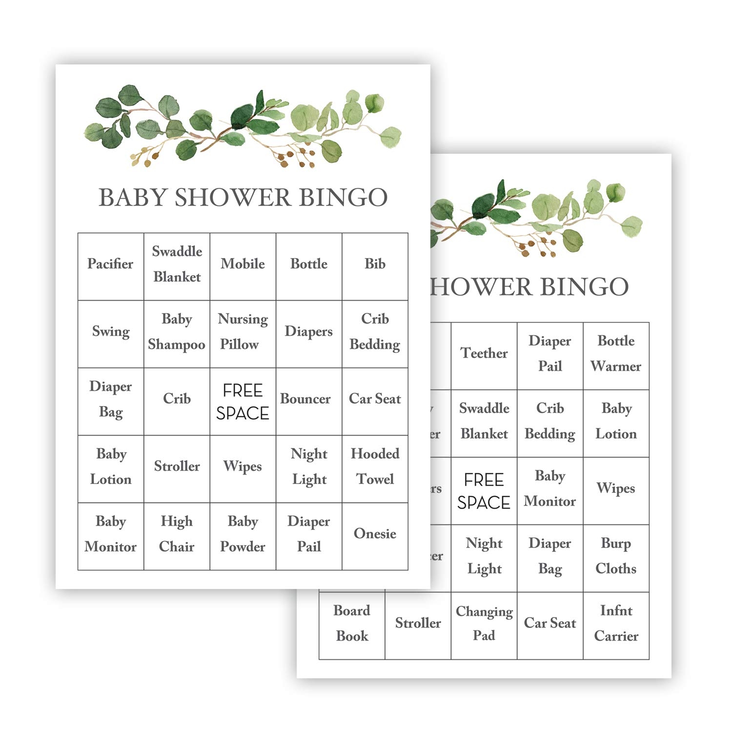 Amazon InvitationHouse Greenery Eucalyptus Baby Shower Bingo Cards Prefilled Set Of 24 Home Kitchen
