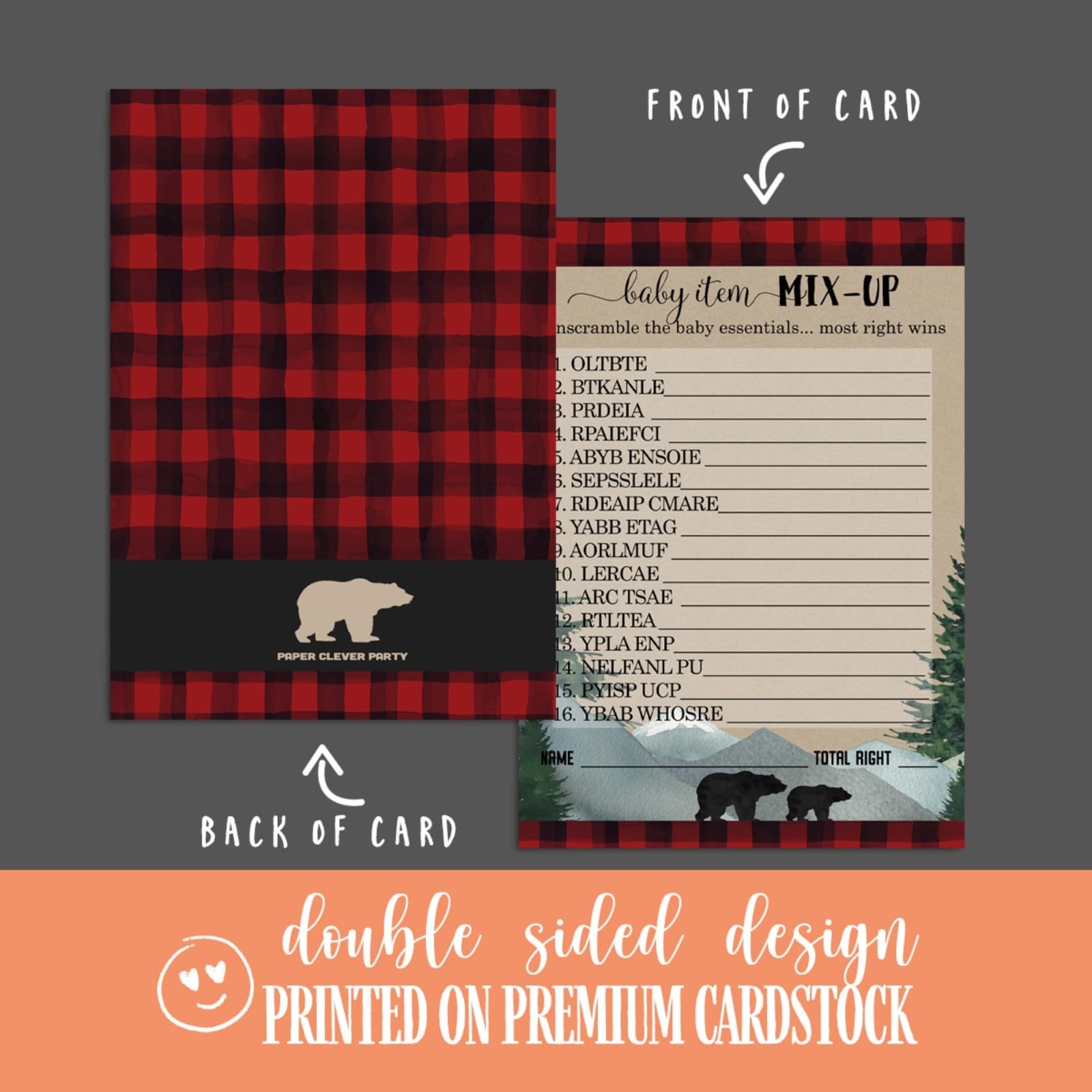 Amazon Lumberjack Baby Shower Word Scramble Game 25 Pack Baby Games For Baby Shower Gender Neutral Party Designs Unique Icebreaker And D cor Ideas Fun Unscramble Activities For Baby Shower Game Planning 