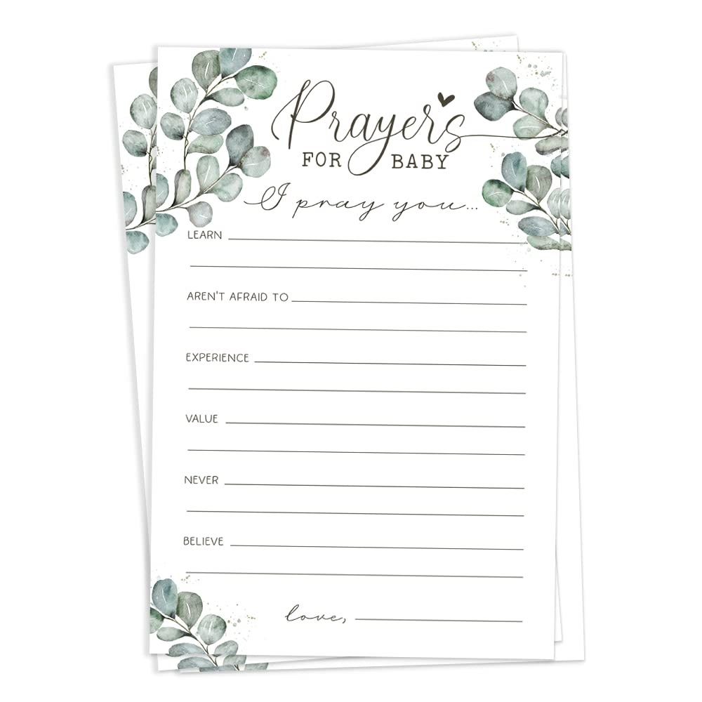 Amazon M h Invites Prayers For Baby Cards 50 Cards Wishes Advice Activity For Baby Shower First Birthday Baptism Christening Or Special Occasion Home Kitchen