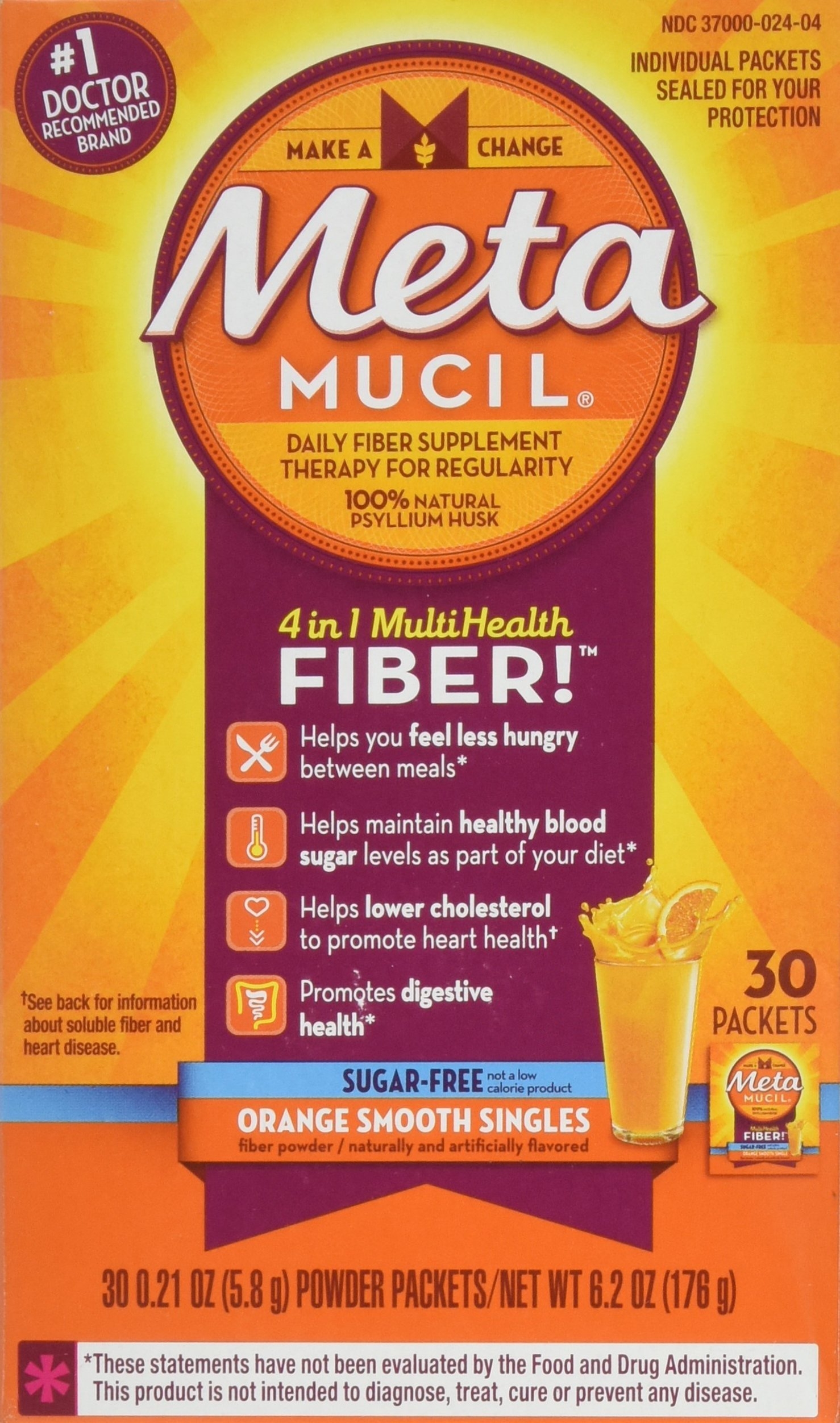 Amazon Metamucil MultiHealth Fiber Singles Orange Smooth Sugar Free 0 21 Ounce Pack Of 30 Health Household