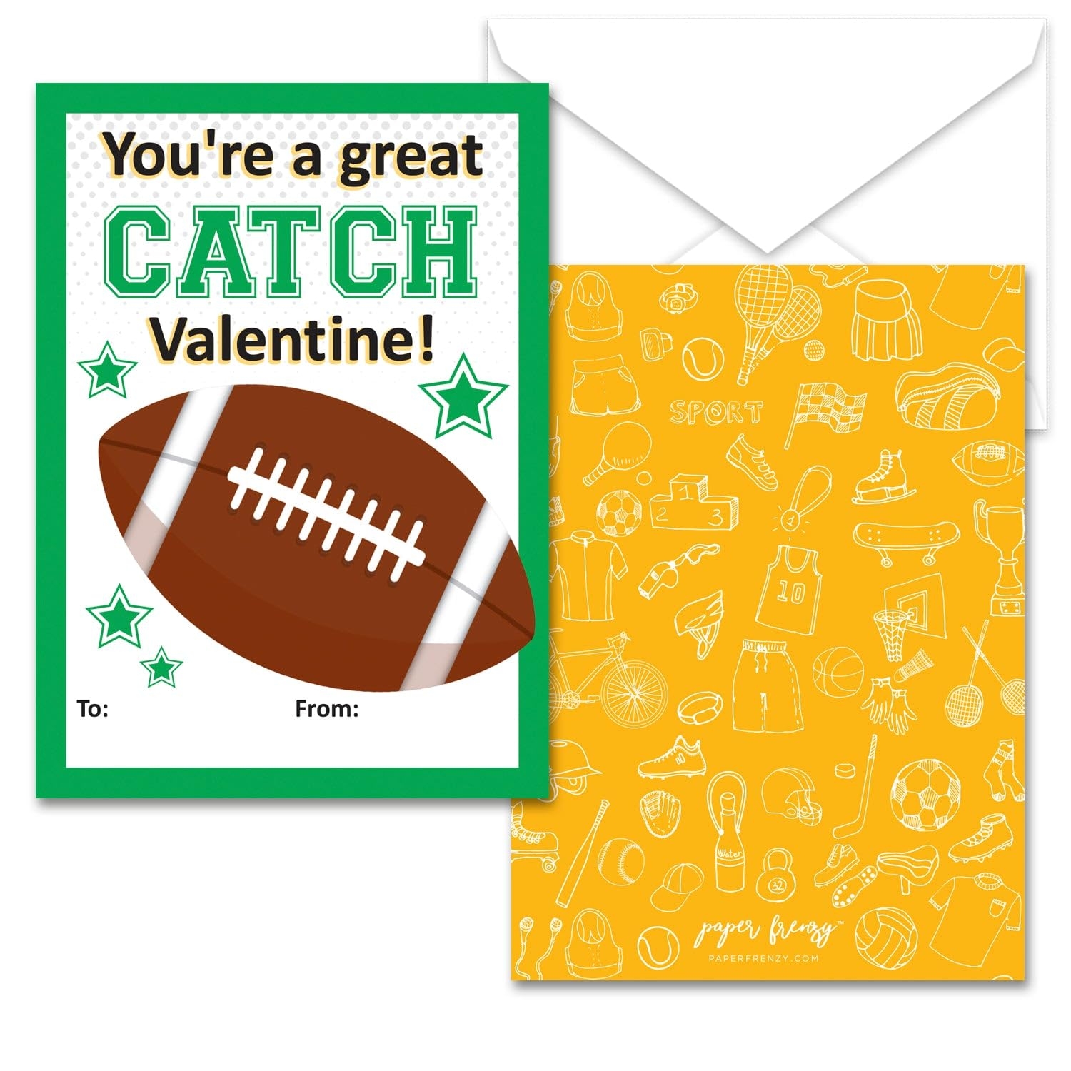 Amazon Paper Frenzy Sports Themed Valentines 25 Pack WITH ENVELOPES Office Products