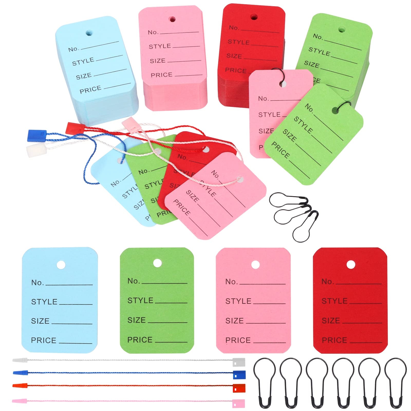 Amazon Swpeet 1300Pcs Colorful Price Tags And Hang Tag String 4 Colors Store Tags Clothing Tags Marking Tags Unstrung Tags With Nylon String Snap Lock Pin Loop Fastener Hook Ties Pear Shaped