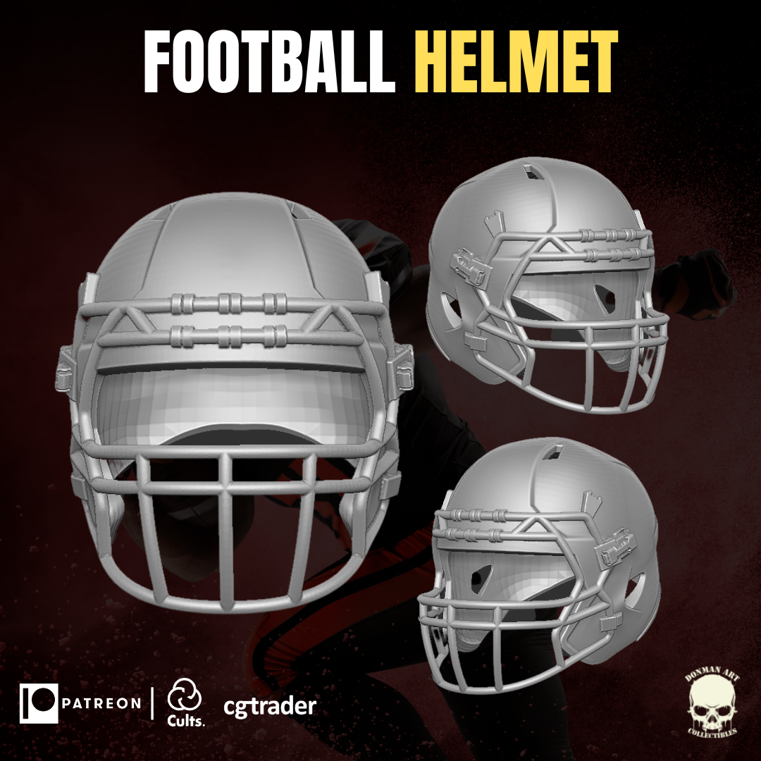 American Football Helmet 3D Printable File For Action Figures DONMAN ART
