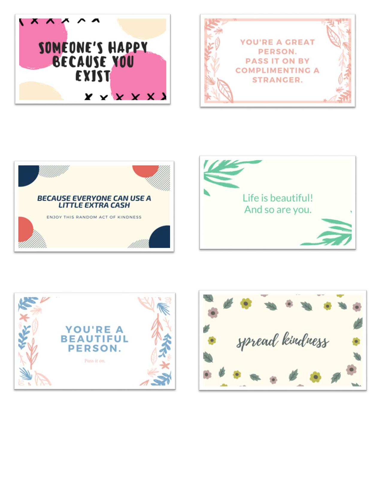 Kindness Cards Printable Free