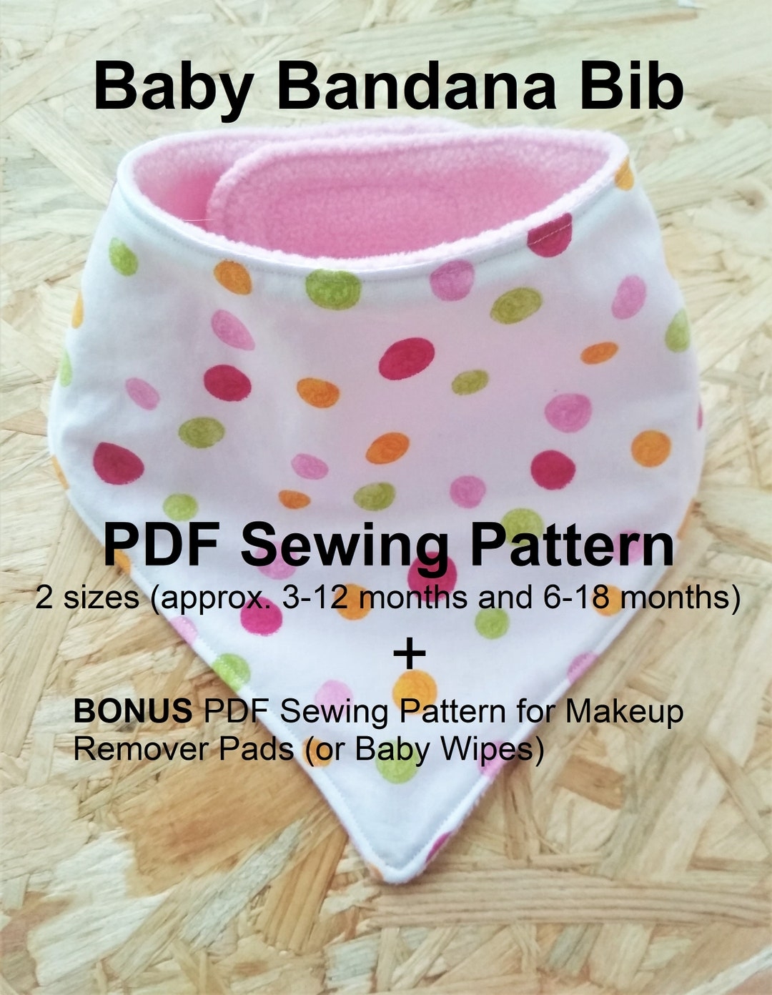 Baby Bandana Bib PDF Sewing Pattern And Tutorial DIY Baby Drool Bib Easy Bibdana Dribble Bib Sewing Printable PDF Pattern Etsy