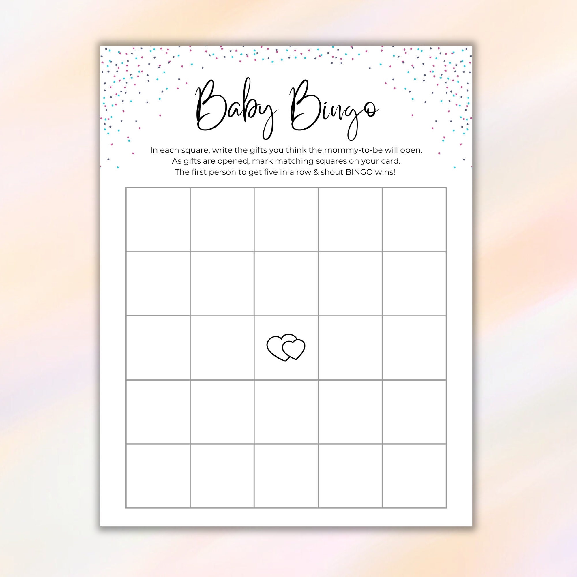 Baby Bingo Blank Shower Game Printable Baby Shower Bingo Cards Template PDF Bingo Baby Shower Activity Planner Download Baby Gift Bingo Etsy