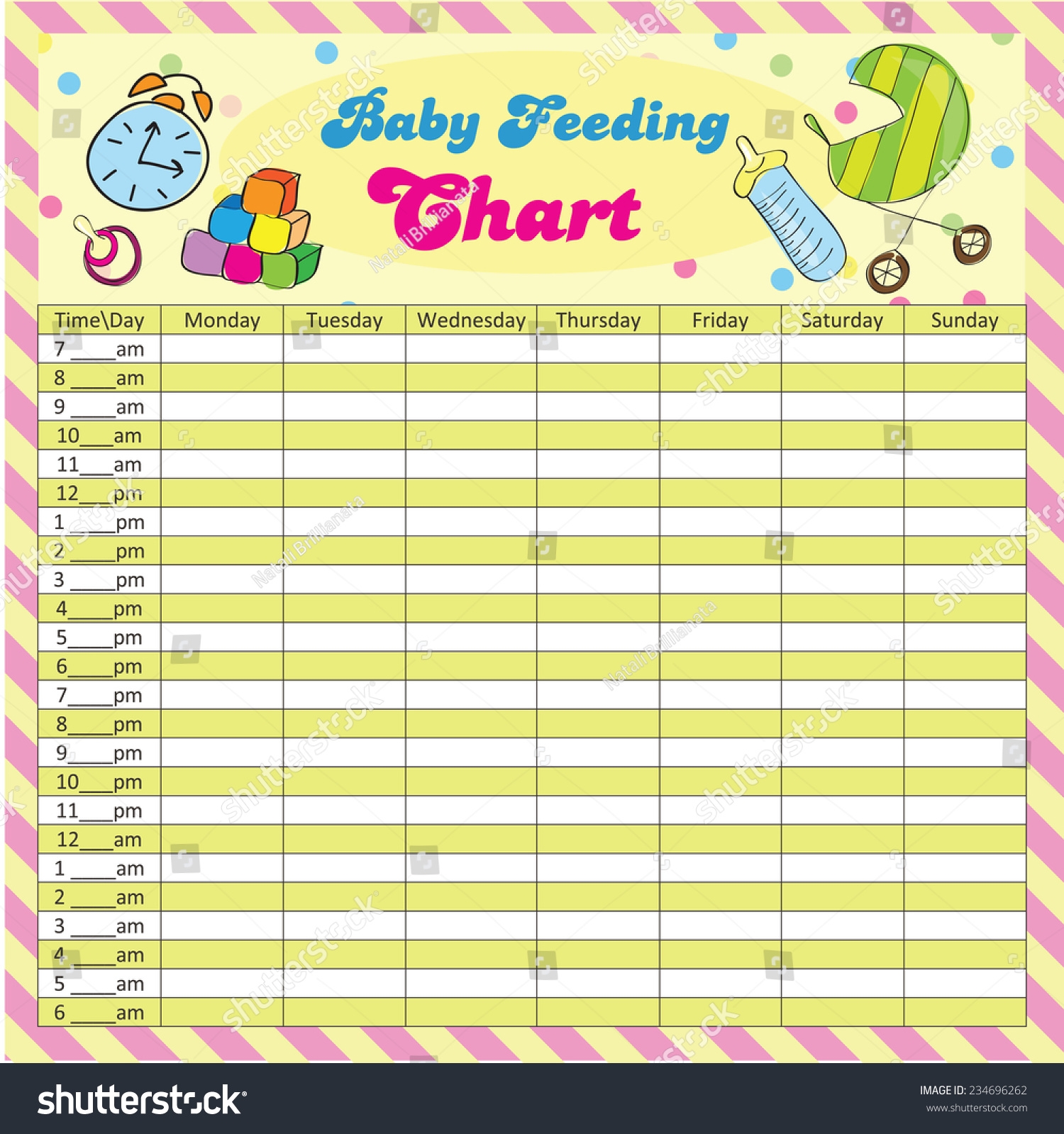 Baby Feeding Schedule Baby Chart Moms Stock Vector Royalty Free 234696262 Shutterstock