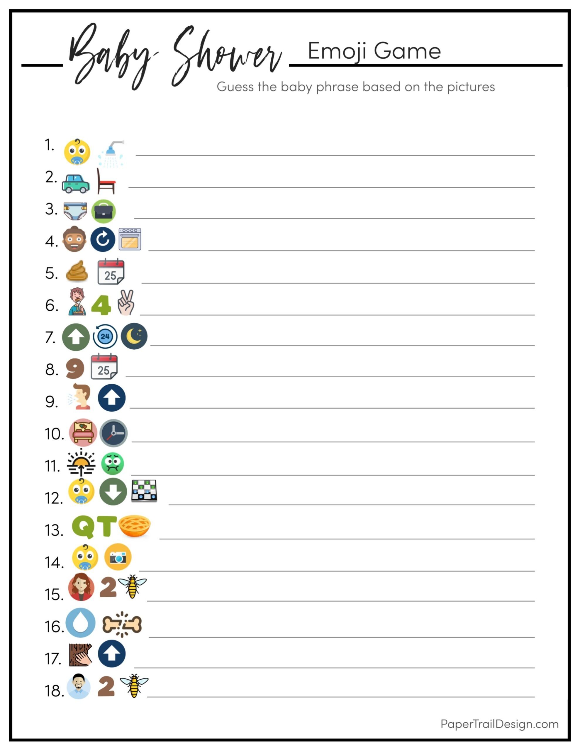 Baby Shower Emoji Game Paper Trail Design