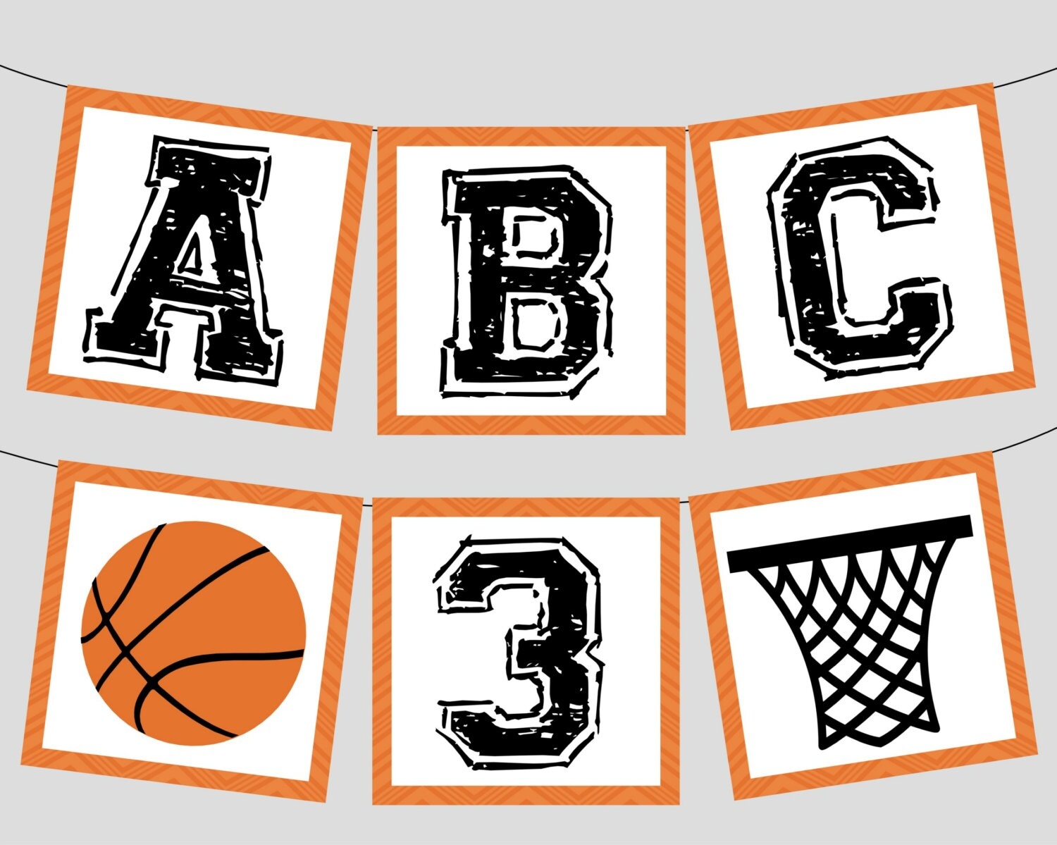 Basketball Banner Full Alphabet Numbers For Basketball Birthday Party Baby Shower Team Party Instant Digital Download Black Orange Etsy