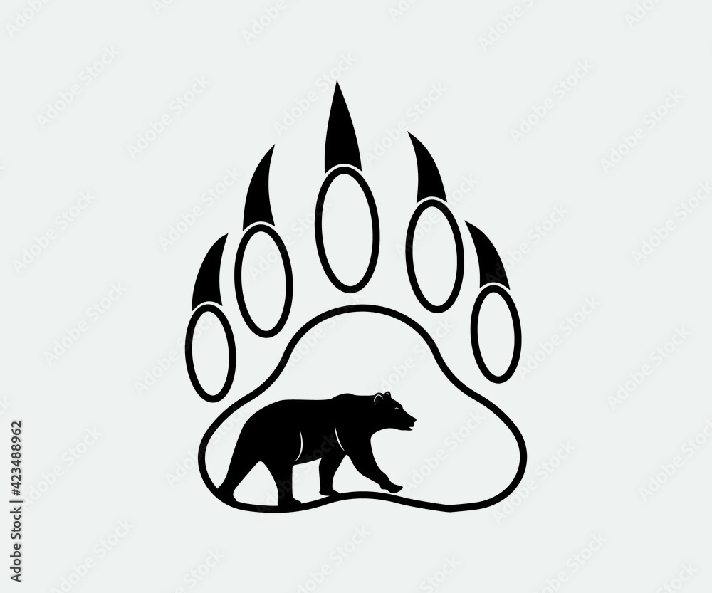 Bear Footprint Printable Vector Illustration Bear Paw Print Bear Hunting Bear Footprint Clipart Silhouette Stock Vector Adobe Stock