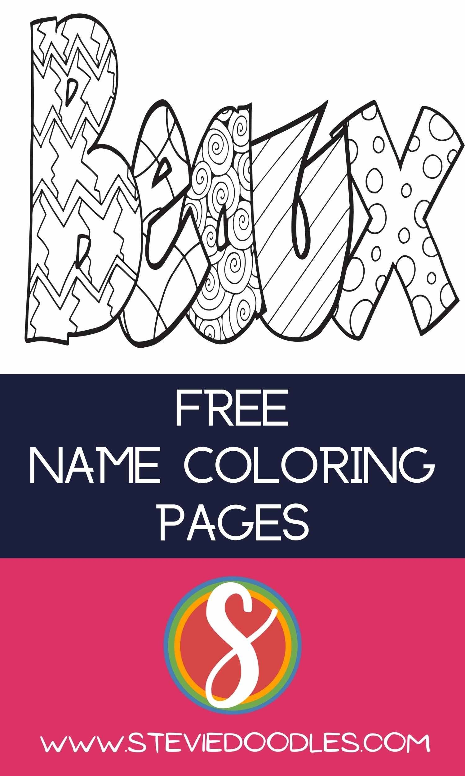 BEAUX Free Name Coloring Page Stevie Doodles