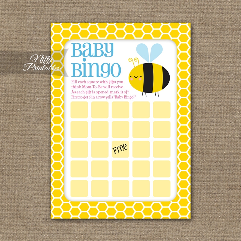 Bee Baby Shower Game Baby Bingo