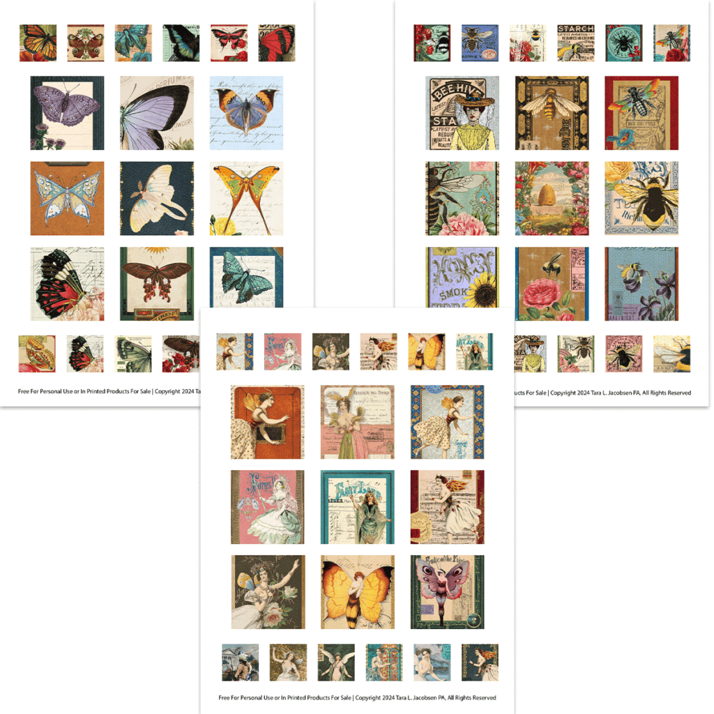 Bee Fairy Butterfly Inchies And Twinchies Free Printable Collage Sheets Artsy Fartsy Life