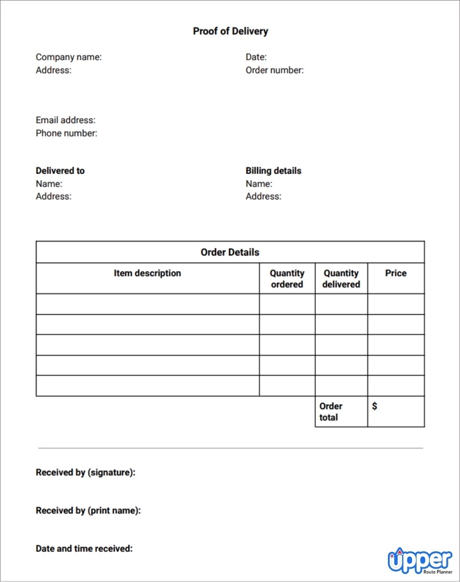 Best Proof Of Delivery Templates To Use In 2024 Upper Route Planner