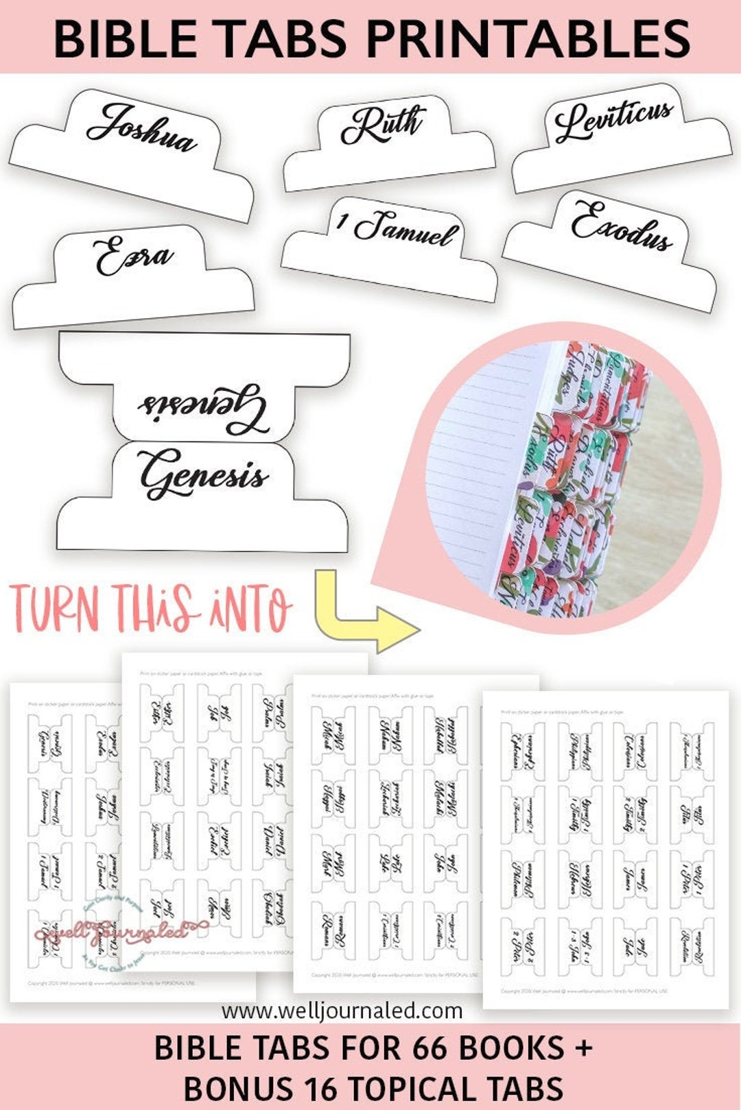 Bible Tabs Printable For Journaling Bible Bible Divider For Chapter And Books Black And White Label Tabs Old And New Testament Tabs Etsy