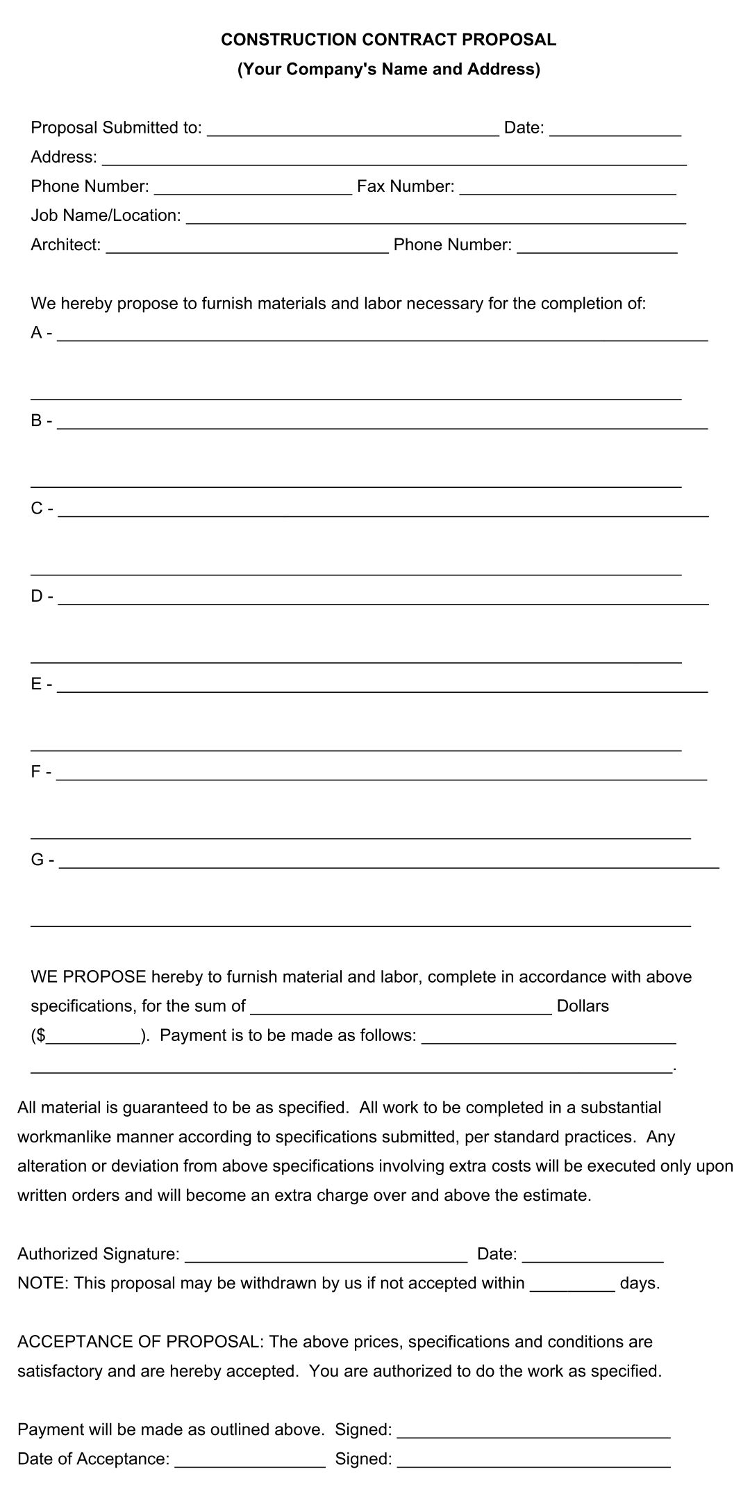 Bid Proposal Templates 10 Free PDF Printables Printablee