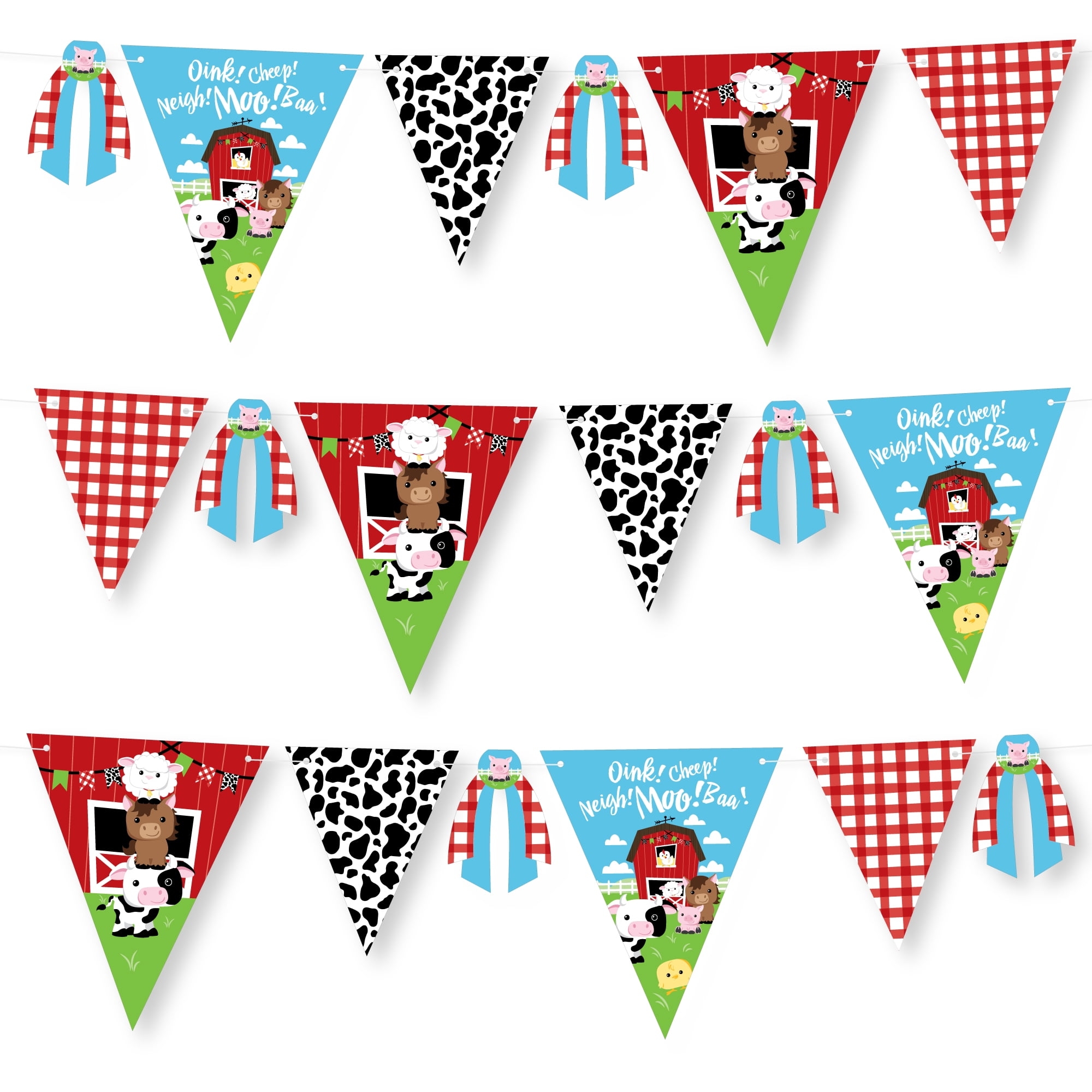 Big Dot Of Happiness Farm Animals DIY Barnyard Baby Shower Or Birthday Party Pennant Garland Decoration Triangle Banner 30 Pieces Walmart