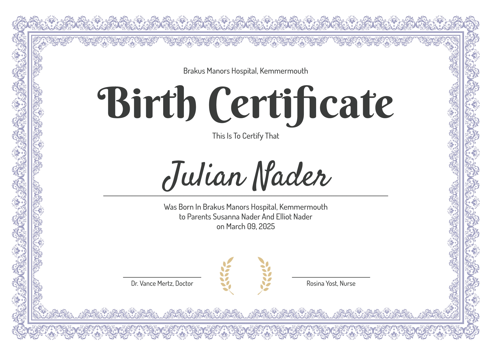 Birth Certificate Free Google Docs Template Gdoc io