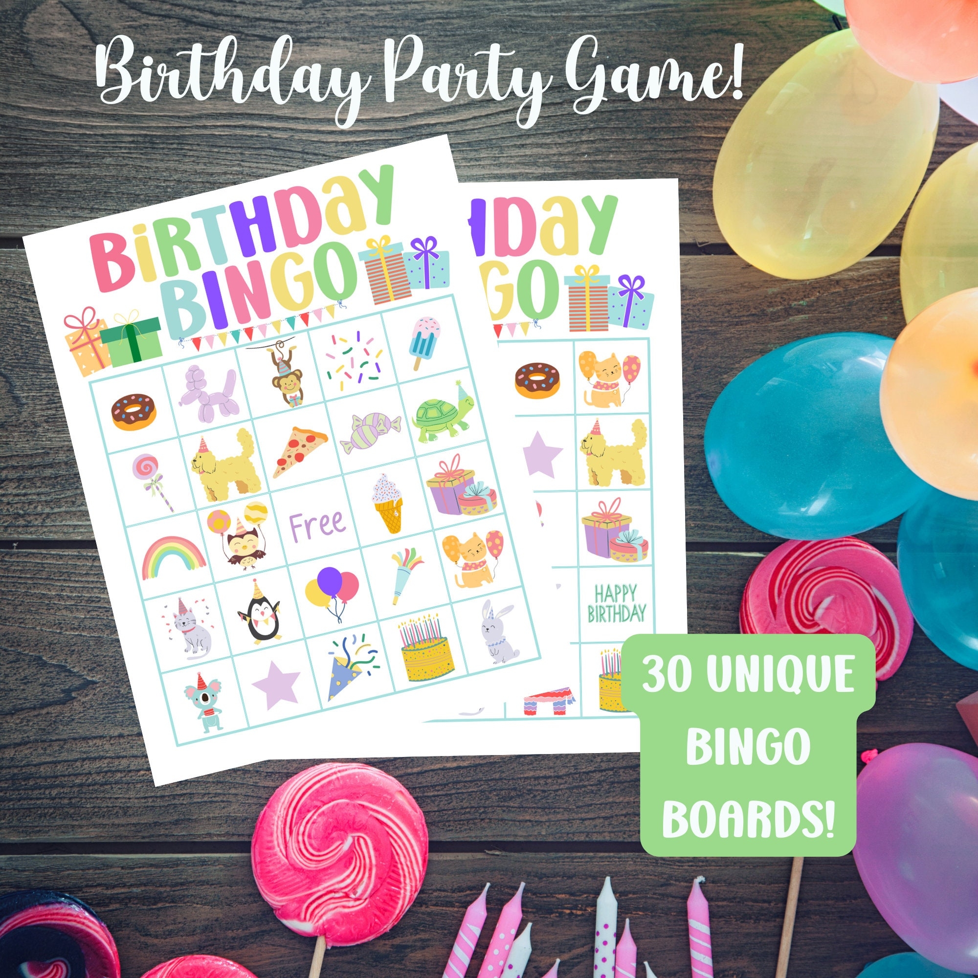 Birthday Bingo Printable Birthday Bingo Printable Party Bingo Kids Bingo PDF Kids Birthday Party Bingo Cute Party Bingo Game For Kids Etsy