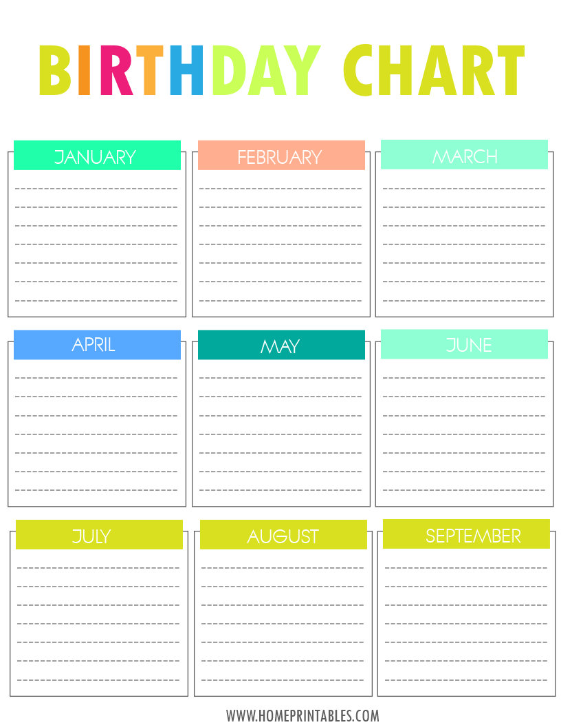 Birthday Chart 10 Free PDF Printables Printablee