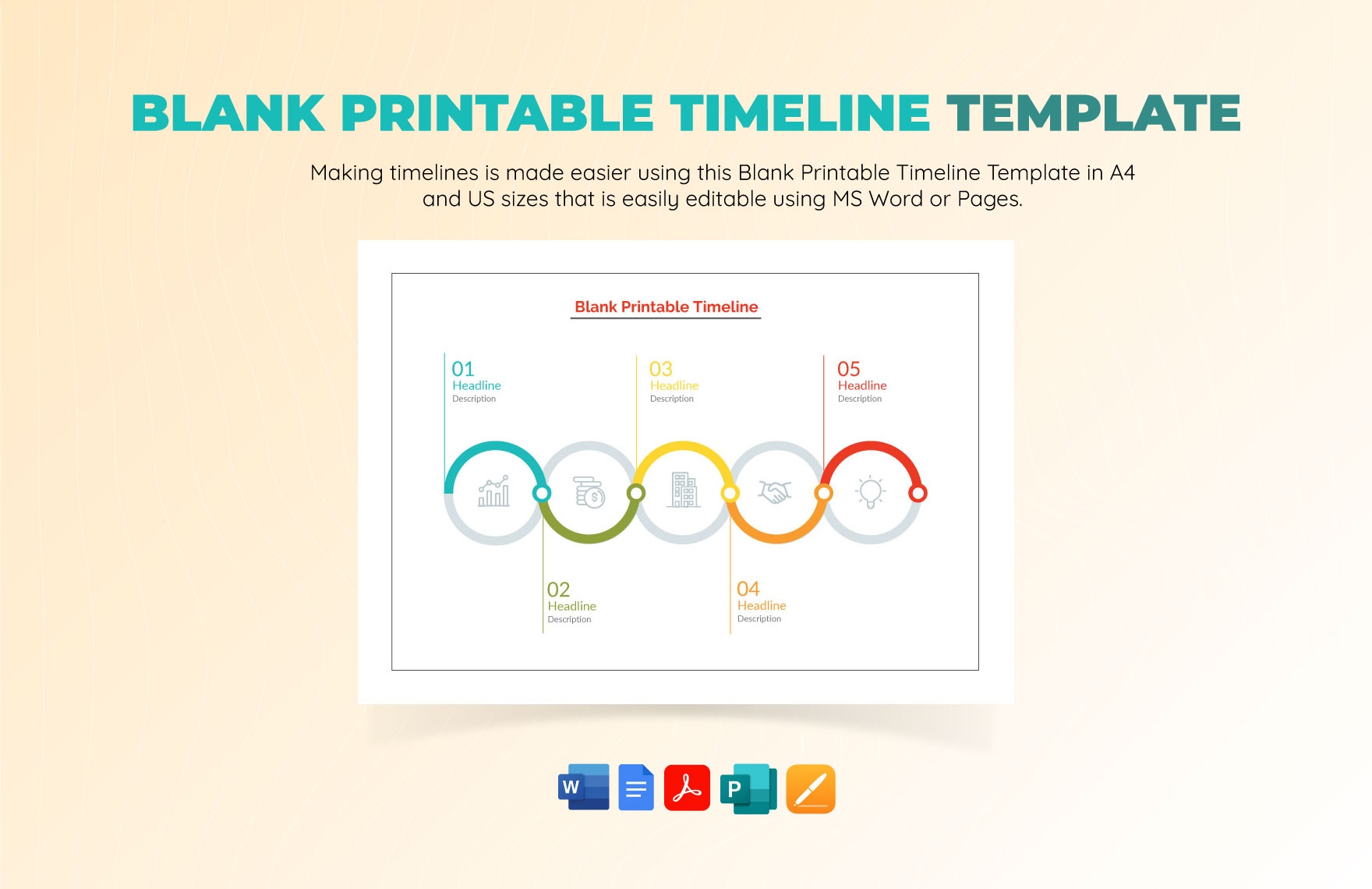 Blank Printable Timeline Template In Word Pages PDF Download Template 