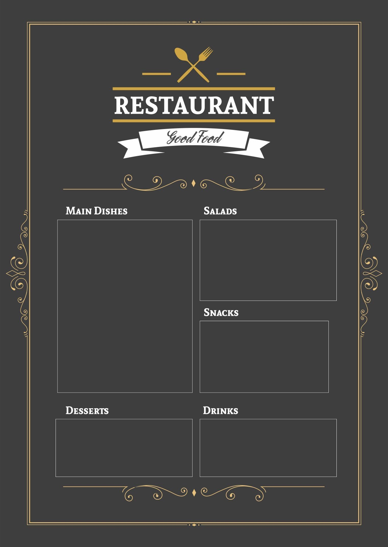 Blank Restaurant Menus 10 Free PDF Printables Printablee