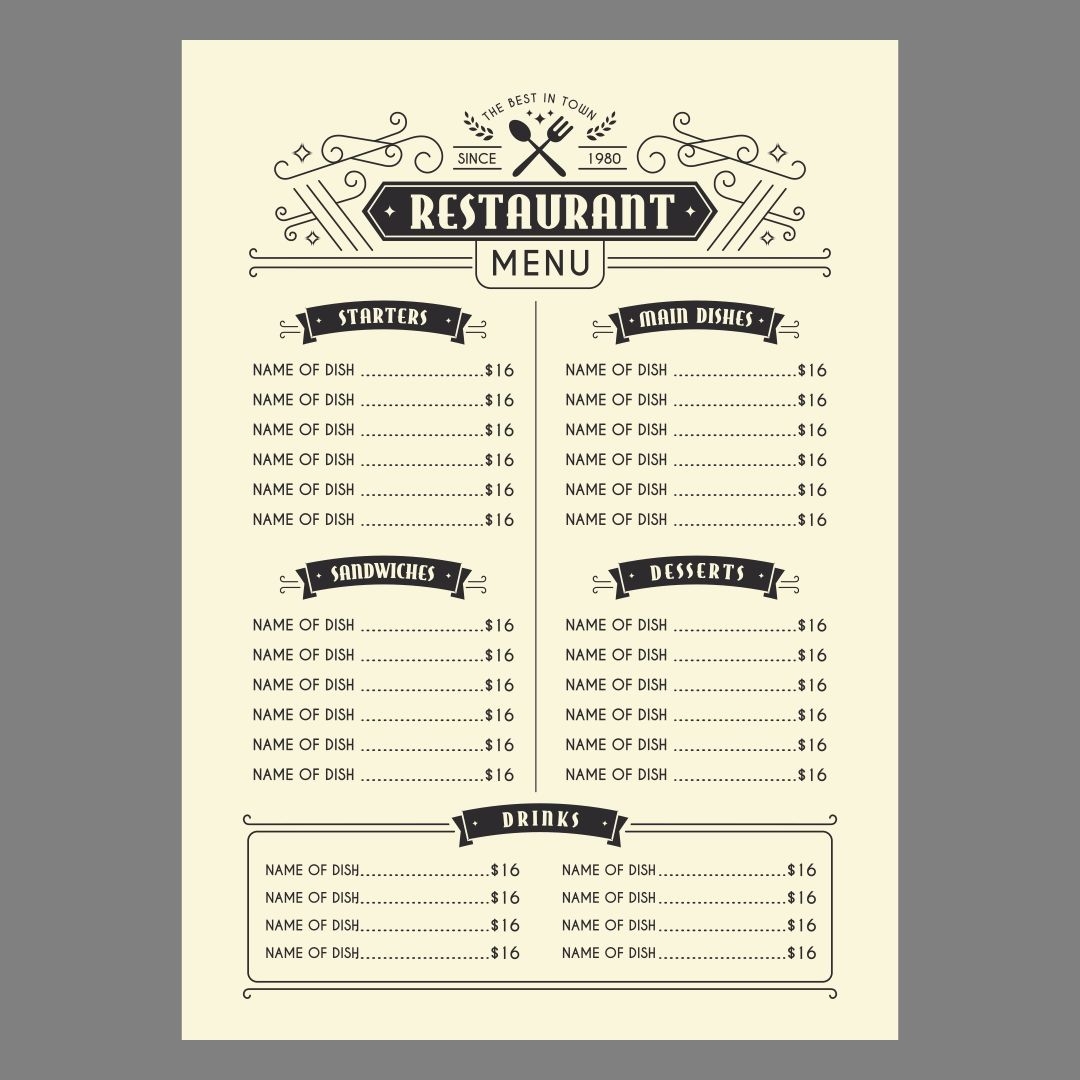 Blank Restaurant Menus 10 Free PDF Printables Printablee