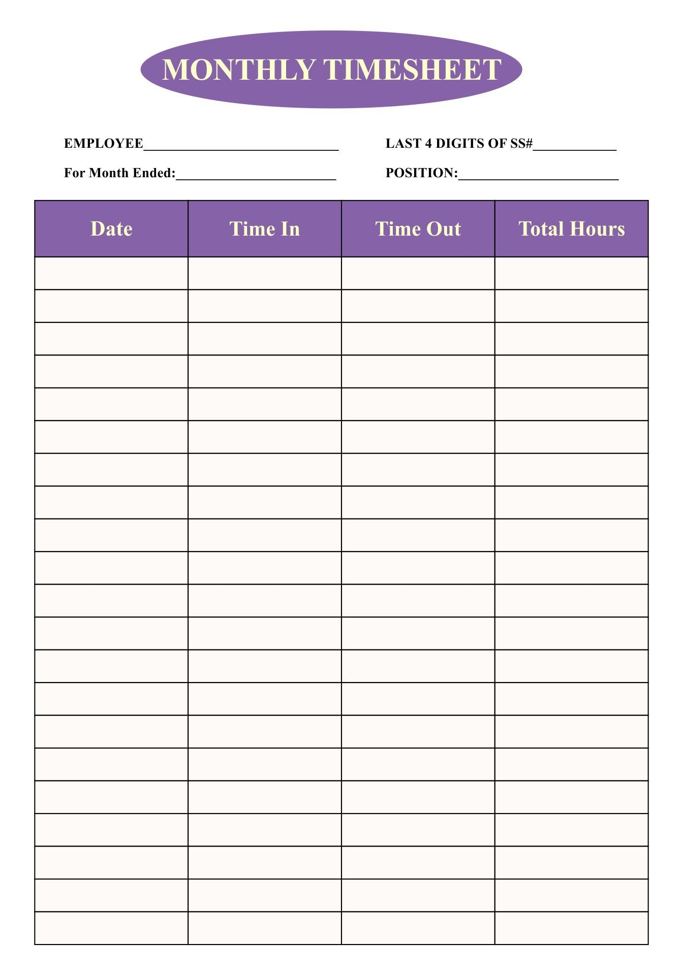 Blank Timesheets 10 Free PDF Printables Printablee