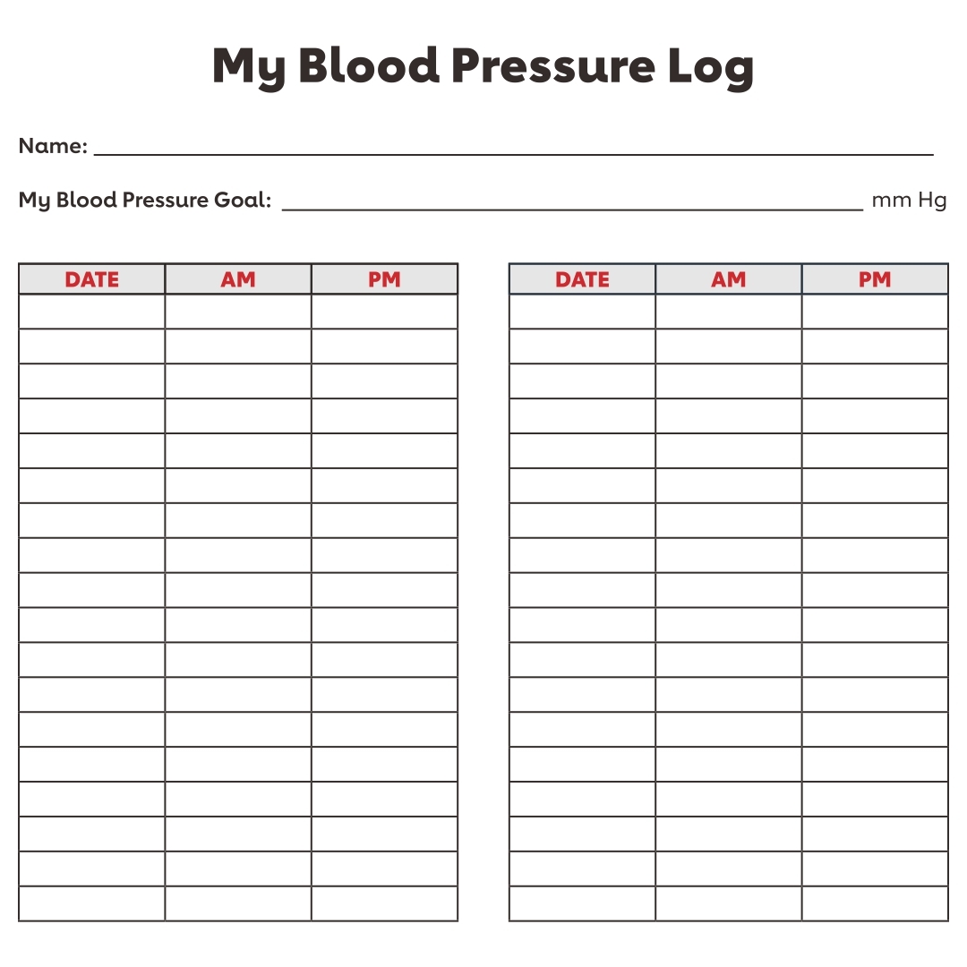 Free Printable Blood Pressure Logs