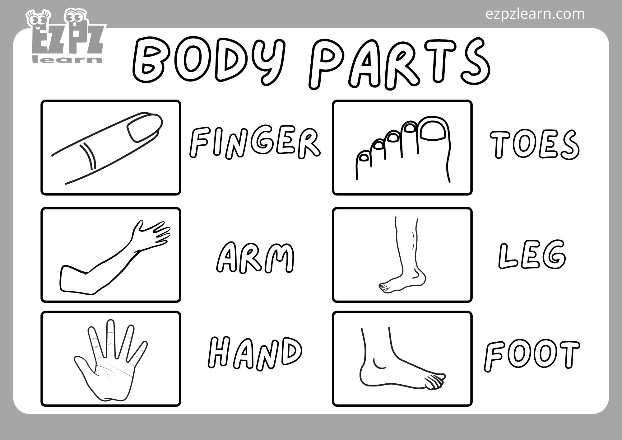 Body Parts Free Printables