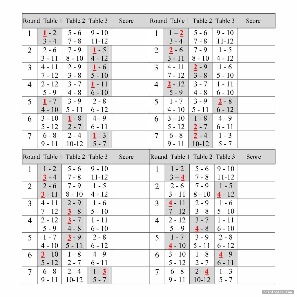Bridge Tally Cards Printable
