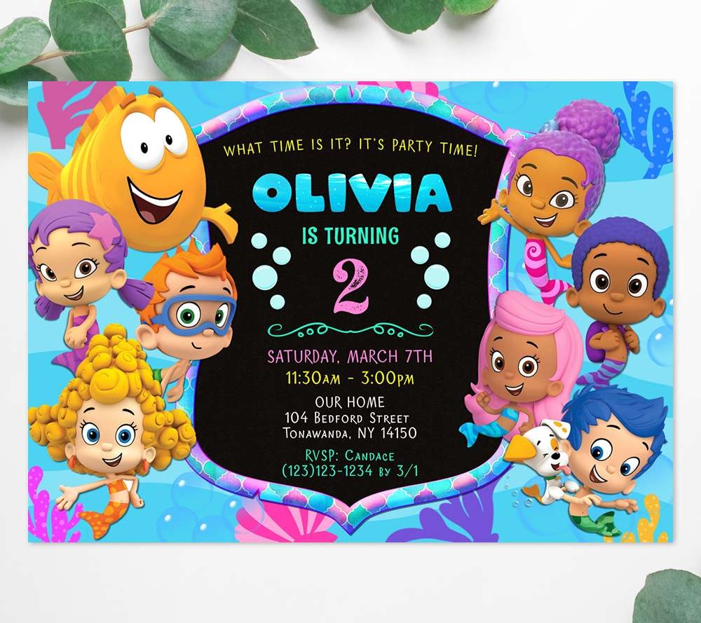 Bubble Guppies Invitation For Girl Edit Online Instant Download