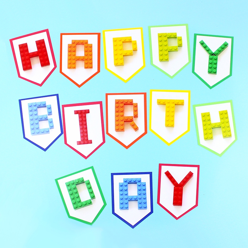 Building Block Birthday Party Banner Lines Across