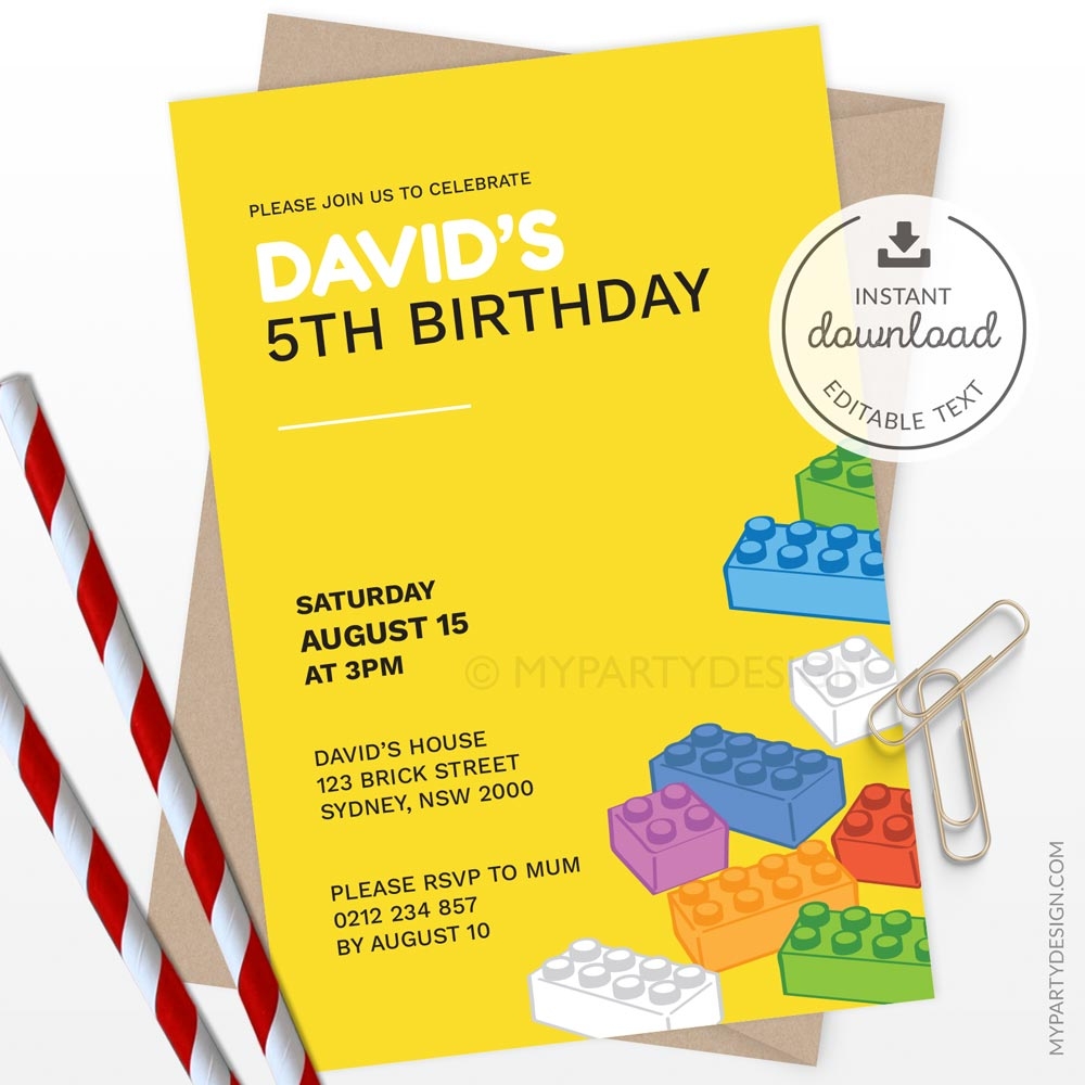 Building Blocks Party Invitation Printable Template My Party Design