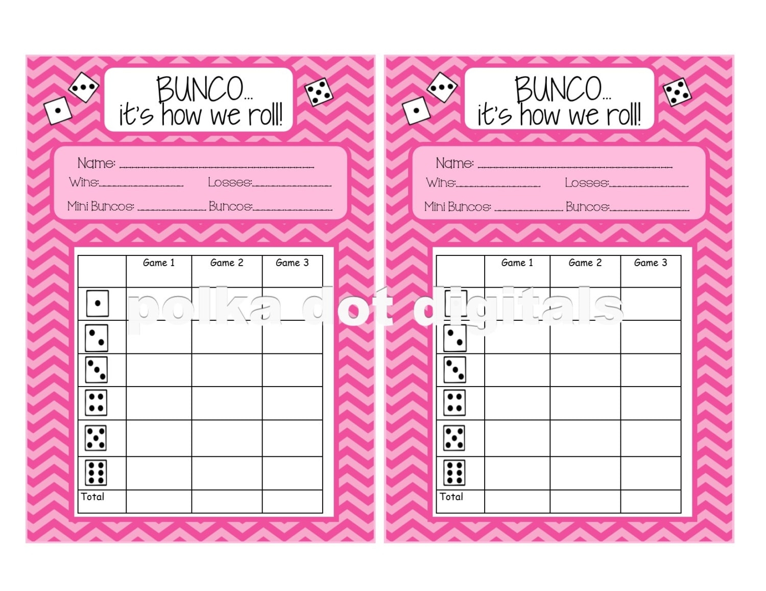 Free Printable Bunco Table Cards