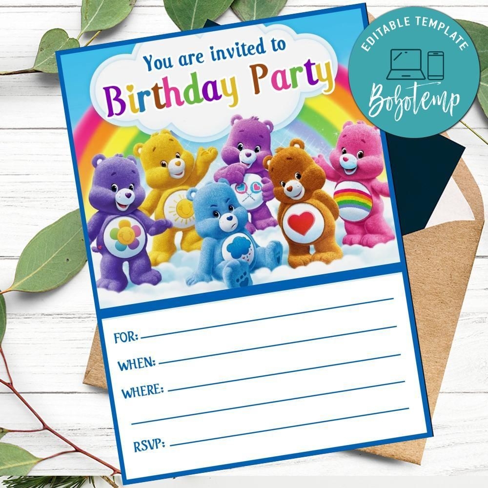 Care Bears Fill In Blank Invitation Customizable Template Bobotemp