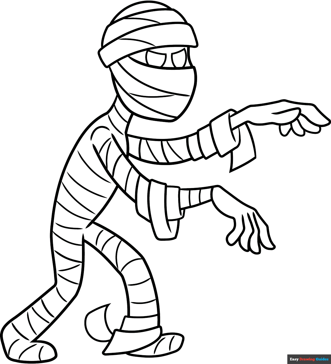 Cartoon Mummy Coloring Page Easy Drawing Guides