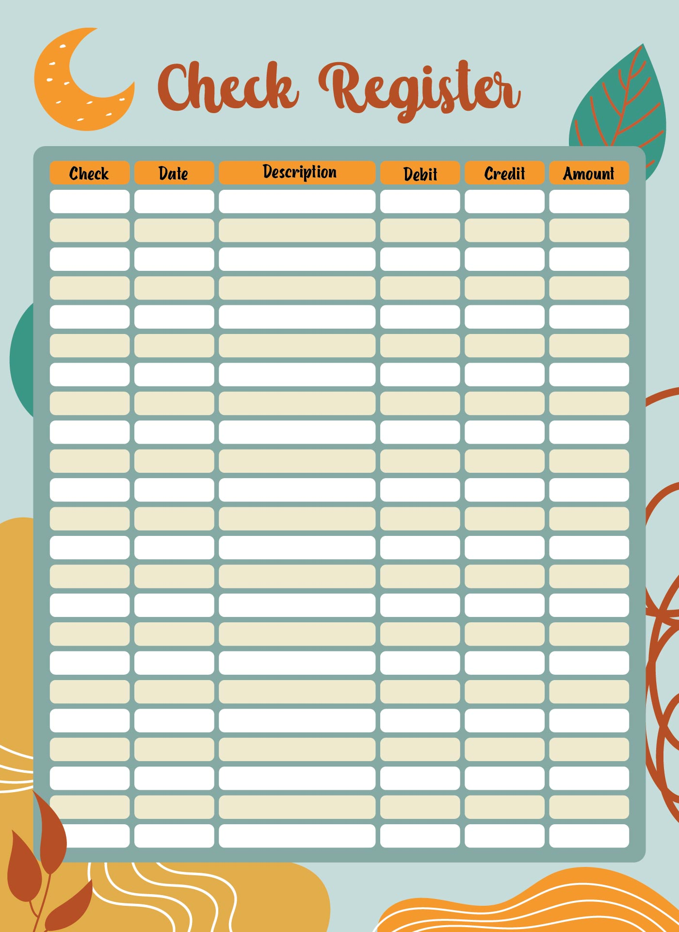 Free Printable Bank Register