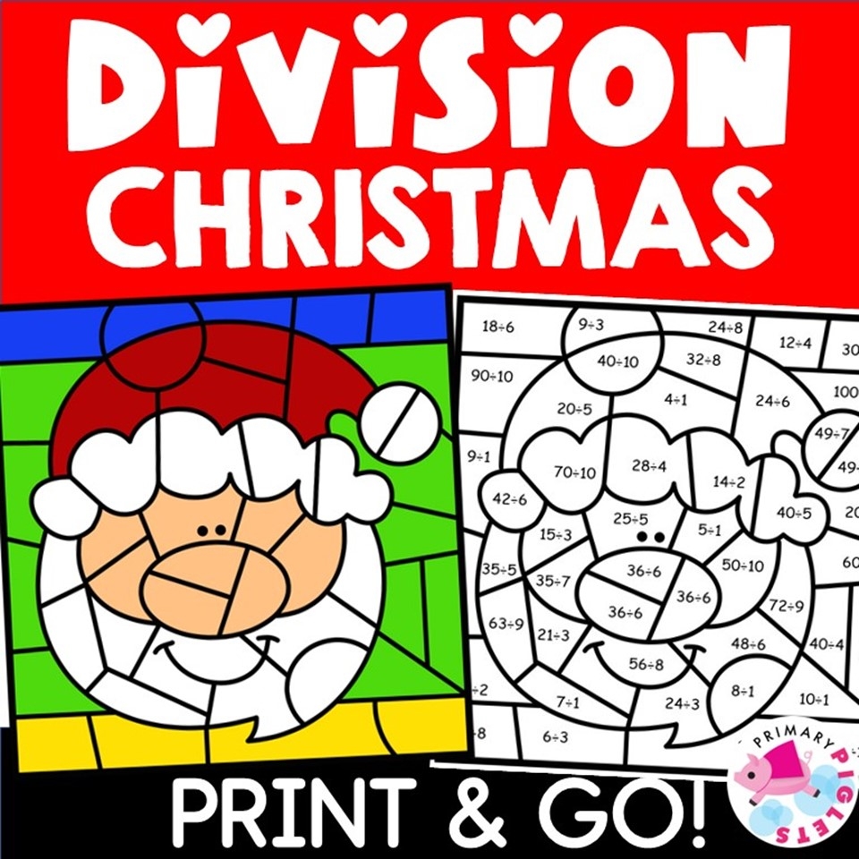 Christmas Math Coloring Pages Division Color By Number Code Sheets Classful