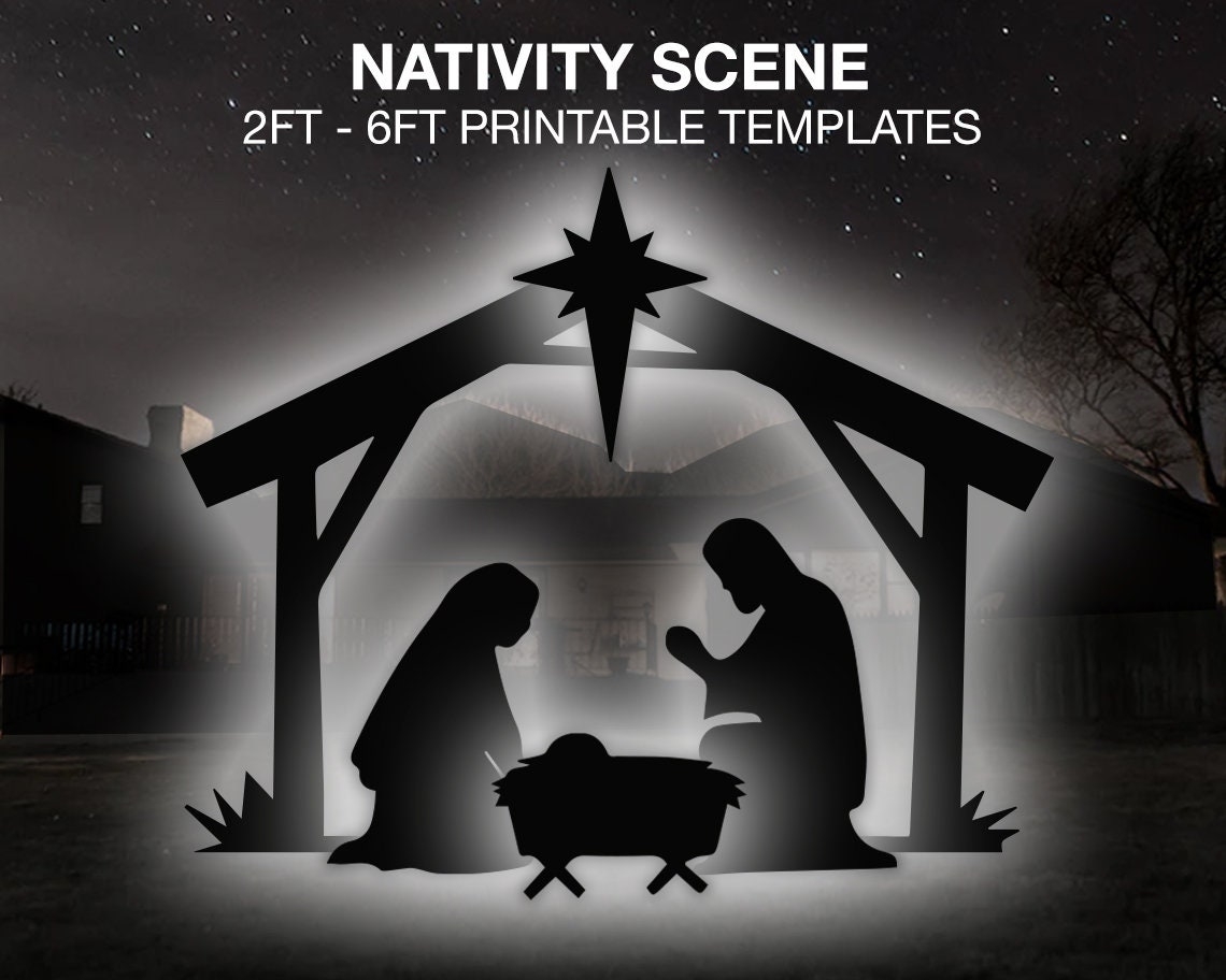 Christmas Nativity Template Printable Trace And Cut Nativity Silhouette Outdoor Christmas Stencils Yard Decor Christmas Decoration Etsy