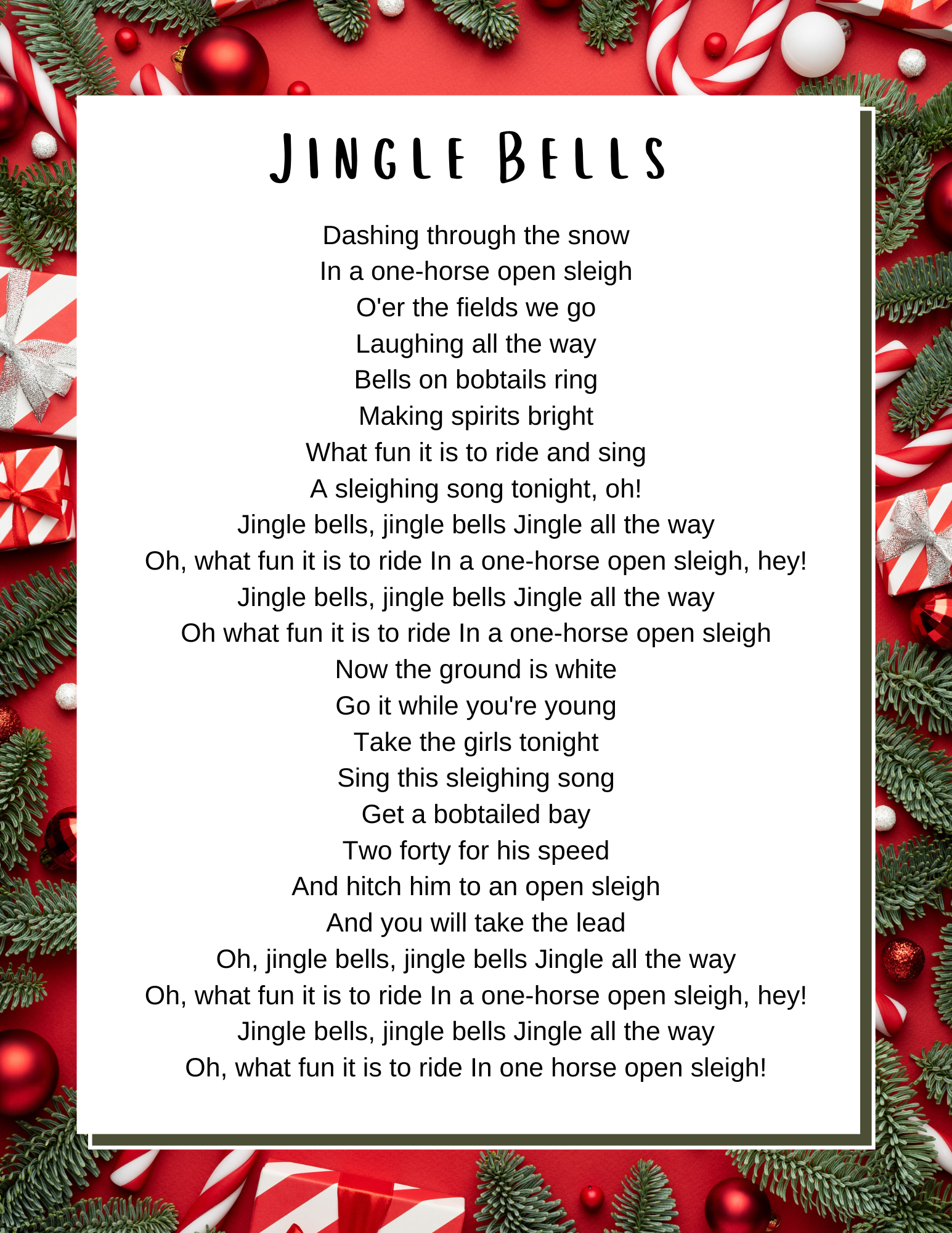 Christmas Songs Lyrics Lyrics To Popular Christmas Carols Worksheets Library