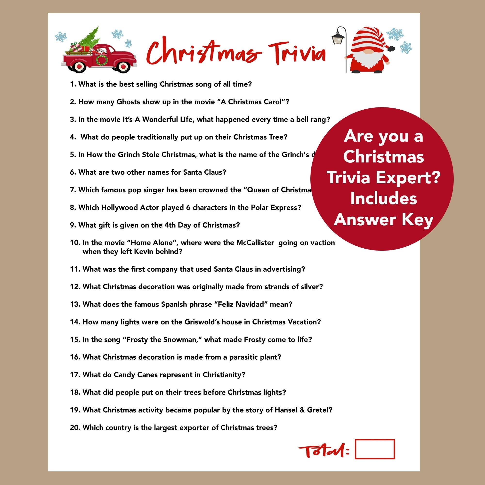 Christmas Trivia Printable Free