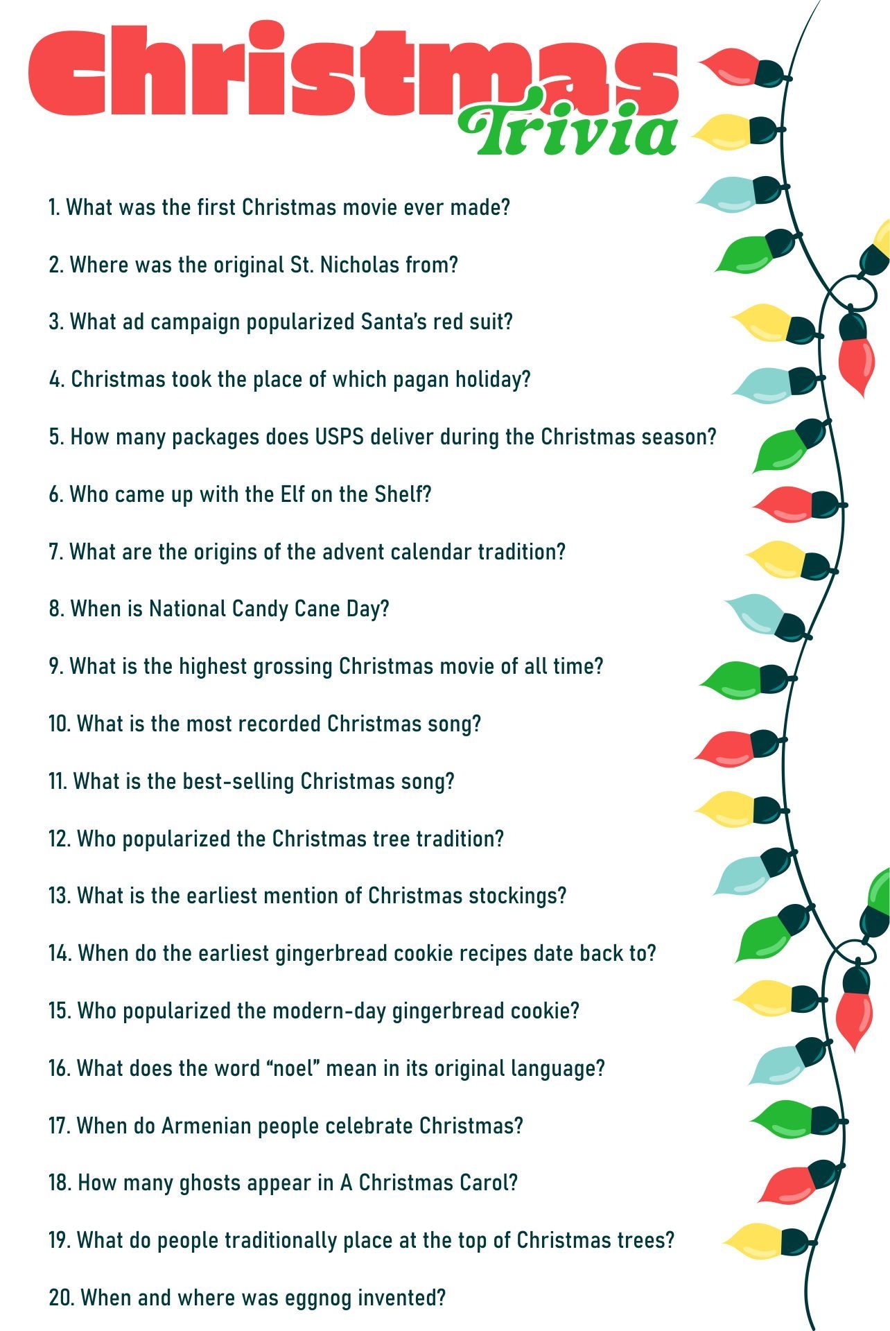 Christmas Trivia Questions Printable Free