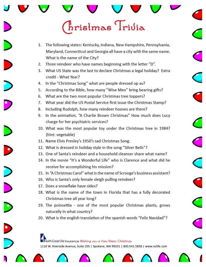 Christmas Trivia With Answers 15 Free PDF Printables Printablee