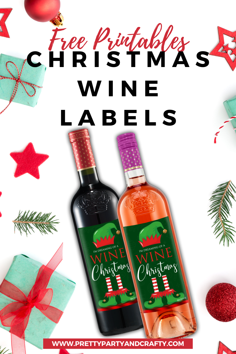 Christmas Wine Labels Pretty Party Crafty