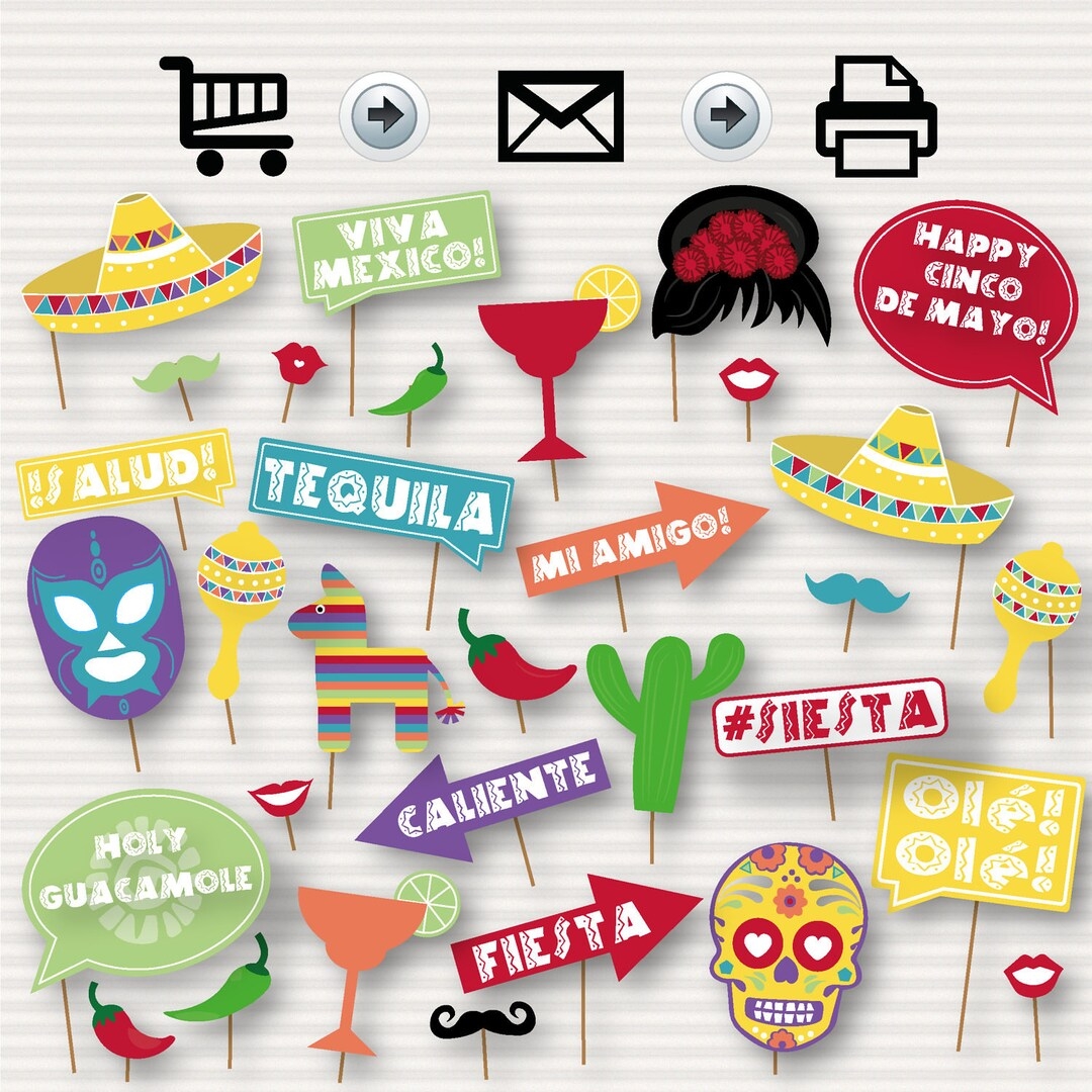 Cinco De Mayo Printable Photobooth Props 5 De Mayo Prop Printables Mexican Party Cinco De Mayo Party Fiesta Props Instant Download DIY Etsy