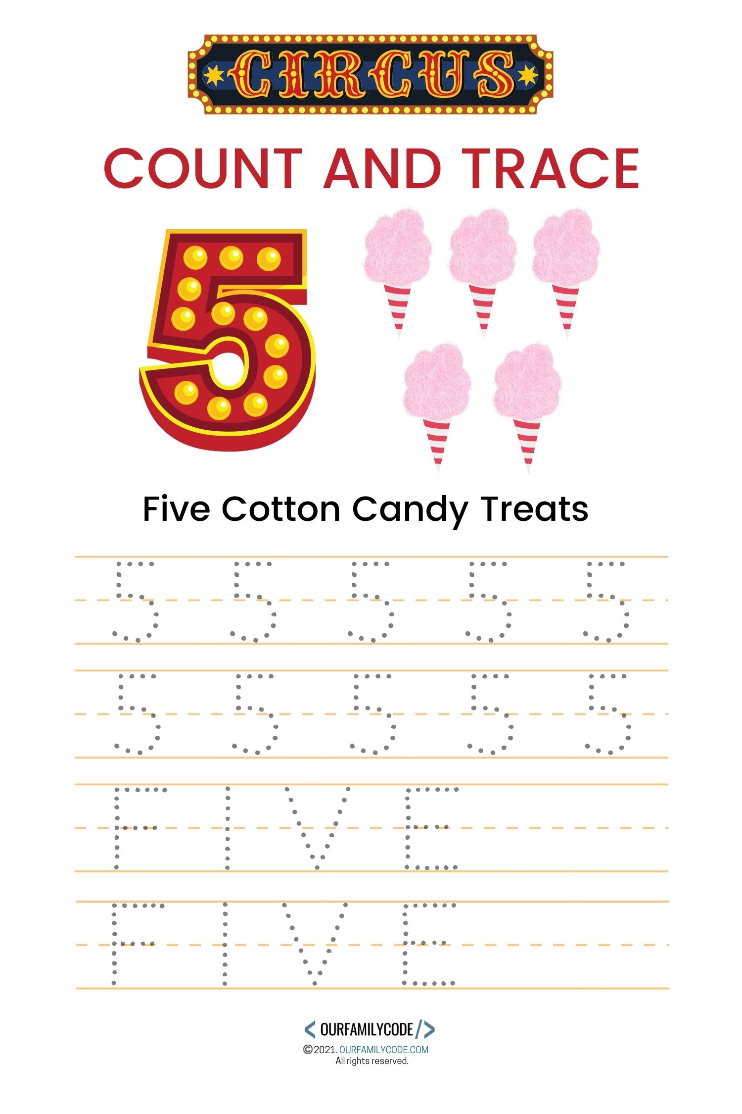 Circus Count And Trace Numbers 1 10 With Ten Frames Our Family Code