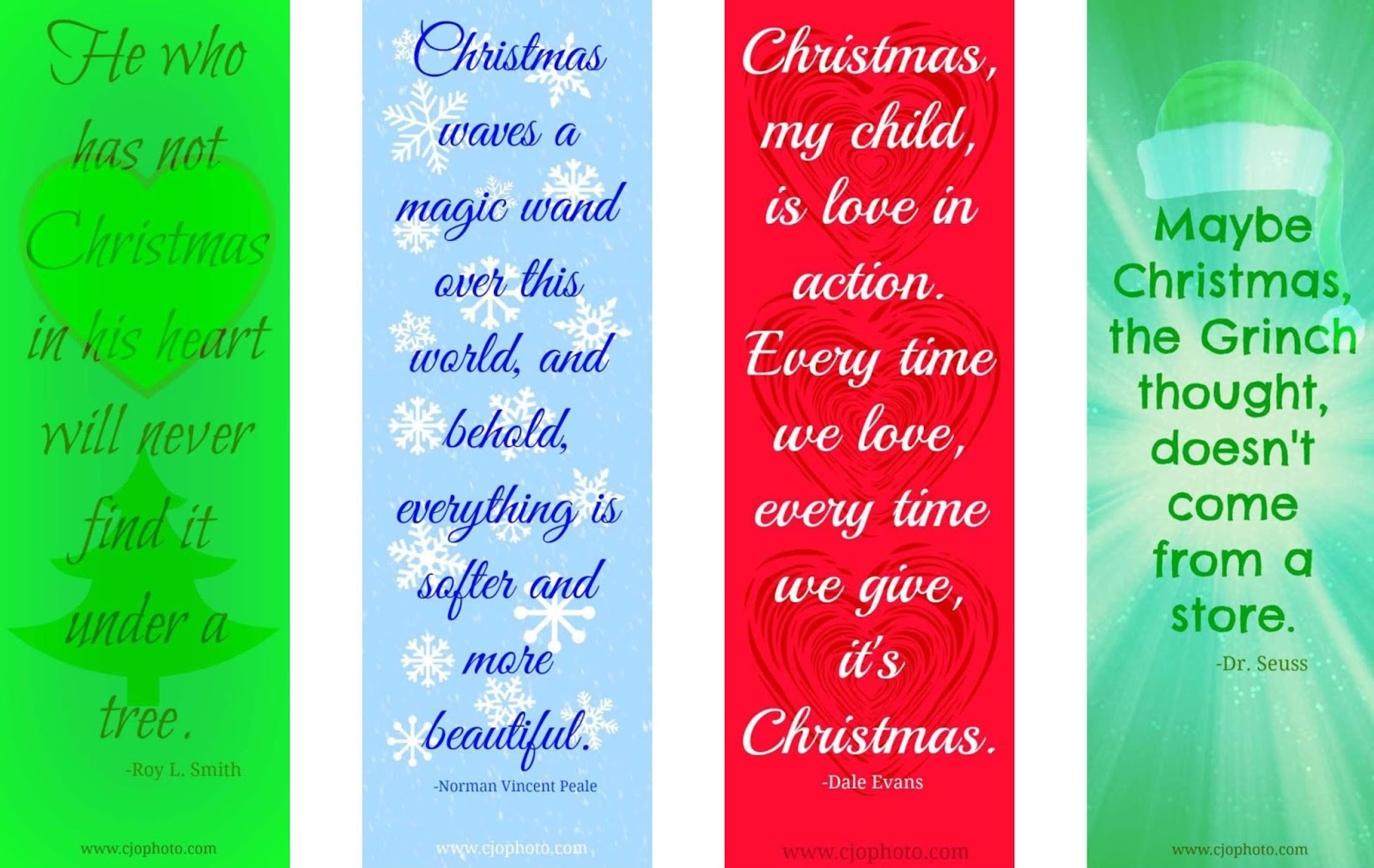 CJO Photo Printable Bookmarks Christmas Quotes